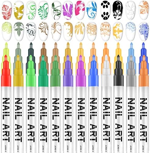 24 парчиња за нокти Пенчиња 3Д Полски пенкала - пенкала за уметност за нокти за сликање на нокти - комплет за дизајн на лак - Пенкало за