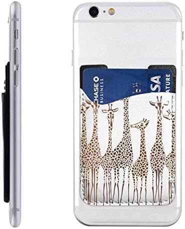 Симпатична дива цртана жирафи држач за телефонски картички PU кожа кредитна картичка за случајот торбичка 3М лепила за сите паметни телефони за