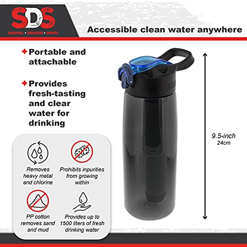 Шише за филтрирање на вода за вода SDS - Црно филтрирање на шише со шише за филтрирање на шише за патување за безбедно пиење за прочистување