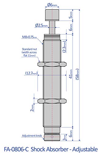 Амортизери за шок на Bansbach EasyLift FA-0806-C/прилагодливи, 58 mm x 12,7 mm x 11 mm