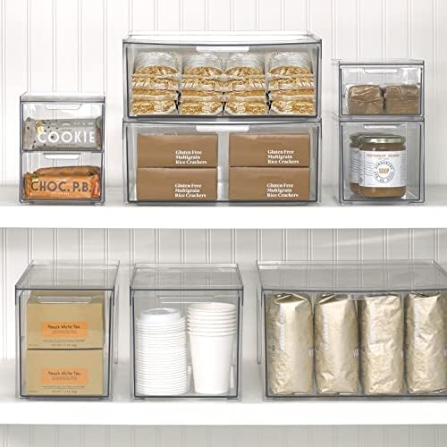 Mdesign Пластично складирање на кујна со влечење на фиоки за организатор за кабинети, оставата, чајната кујна, фрижидер, полица, организација