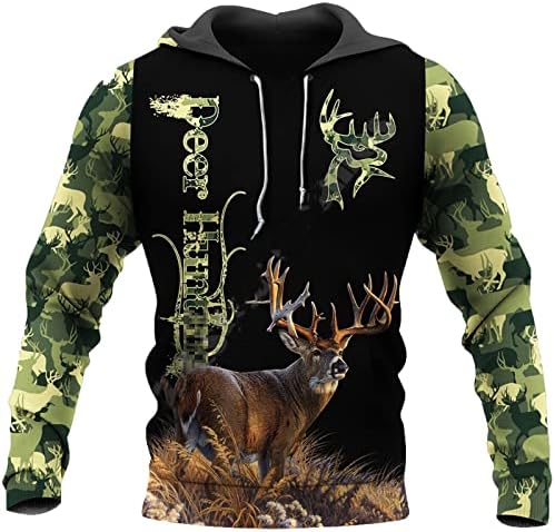 Neeisj Hunting 3D печатени елени мастички дуксери улична облека, пулвер есенска качулка, унисекс, обична јакна, тренерка на јакна
