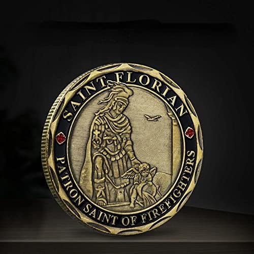 Заштитник На Пожарникарот Комеморативна Монета Свети Флоријан Американска Зелена Бронзена Позлатена Колекција Монети За Играње