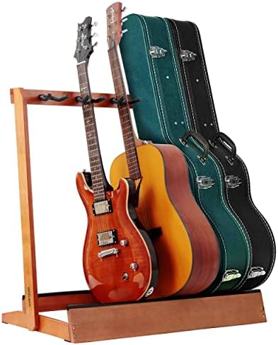 Нефелибата повеќекратни гитара штанд 5 држачи дрвена гитара стои под решетката за гитари и куќишта, електрична, акустична гитара,