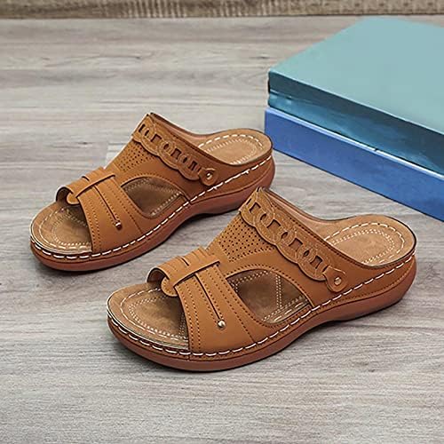 Сандали разноврсни рамни папучи цврста боја што не се лизга, лесна супер удобност, клин-потпетици платформата сандали