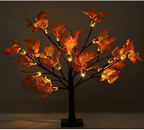 УНИ Осветлени Вештачки Јавор дрво со 24 ПРЕДВОДЕНА Батерија Управувана Маса Tree Дрво Благодарноста Јавор Лисја За Божиќ Свадба Партија