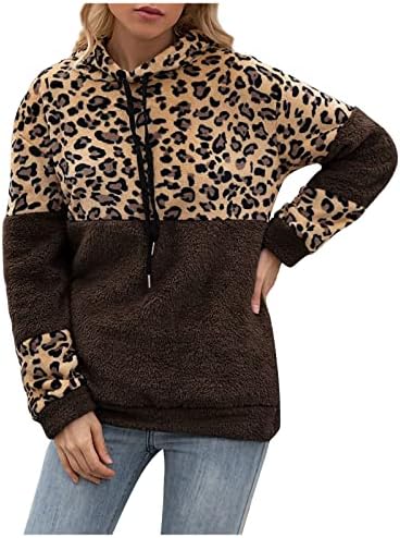 Женски џемпери пулвер леопард печати кадифен џемпер јакна пуловер руно џемпер јакна за одмор