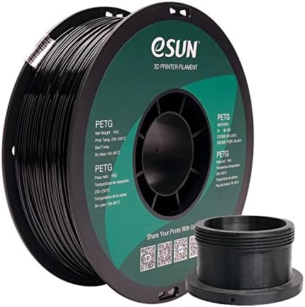 ESUN 3D 1,75mm Petg Black Filament 1KG, FILAMENT 3D PETG 3D печатач, димензионална точност +/- 0,03 mm, 1,75 mm цврста непроирна црна боја