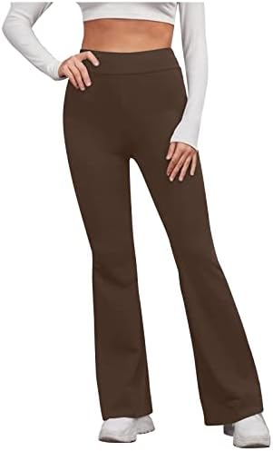 Women'sенски високи половини јога панталони тренингот бутлег јога пантолони 4-насочни ленти одблесоци, панталони, цврсти случајни џемпери