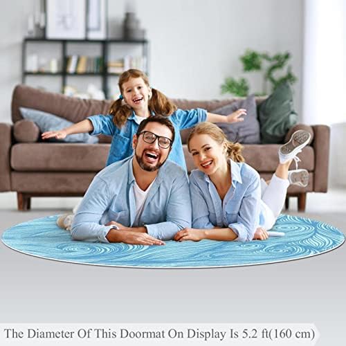 Llnsupply Детска килим 4 ft Големи килими со кружни области за девојчиња момчиња бебе - сини бранови, домашен декор преклопен дете