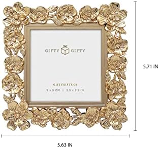 Gifty Gifty Square Spring Blossom Photo Frame / 3.5x3.5 во | За вертикален приказ на таблети | Совршен за домашен декор, свадба, одмор,