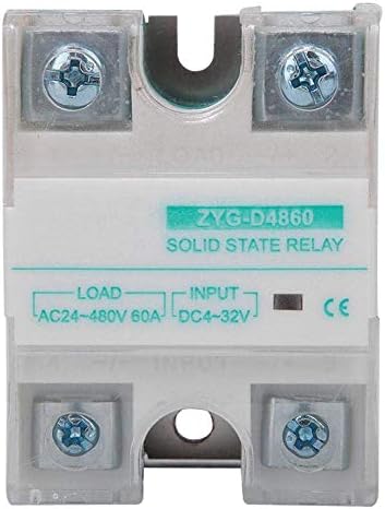 Реле за цврста состојба на Xuxuwa, реле за цврста состојба, ZYG-D4860 LED цевка индикација за една фаза DC-AC Solid State Relay 4-32V 60A