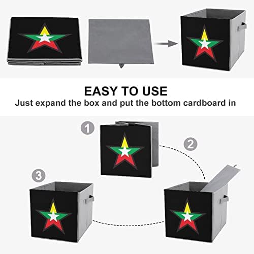 Мјанмар Знаме Ѕвезда Склопувачки Канти За Складирање Коцки Организатор Трендовски Кутии За Складирање Ткаенини Вметнува Фиоки