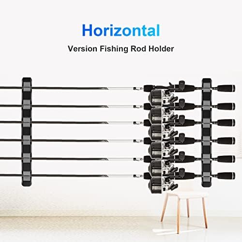 Savita 1 пар wallид монтиран решетка за риболов, хоризонтални држачи за риболов шипки кои чуваат 6 столбови држач за риболов пол за wallиден