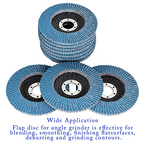 Волтиотур со 100-пакувања Дискови за мелење тркало 60 решетки, 4-1/2 x 7/8 Флап диск Агол мелница за пескарење диск цирконија Абразивна