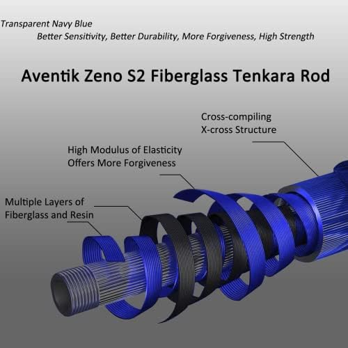 Aventik Zeno S2-Glass Tenkara Rod со 2 дополнителни секции на шипки 10 сек во 9ft/10ft Одлична издржливост и јачина, се распадна на