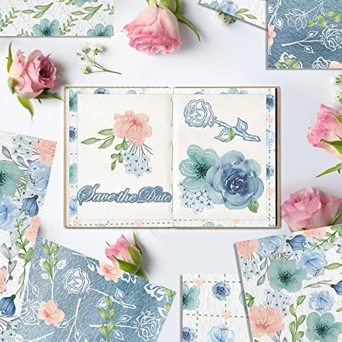 Viviquen 24 листови сина цветна двострана хартија за записи 30x30cm цветна занаетчиска хартија преклопен рамен за DIY декоративна позадина