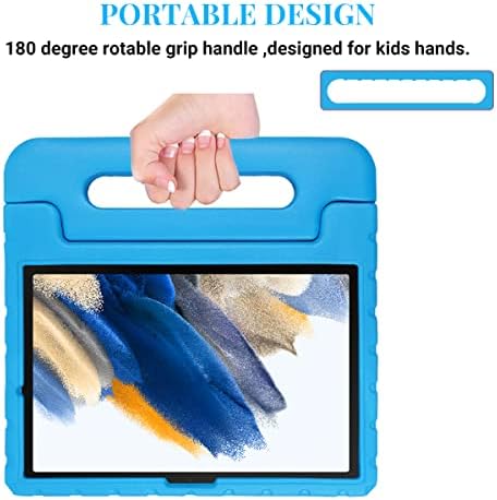 Детска кутија за Galaxy Tab A8 10,5 инчи 2022 ShockProof рачка за столб Детски деца пржено случај за Galaxy Tab A8 10.5 Сина