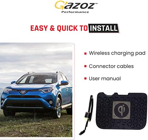 Подлога за безжично полнење на Gazoz Performance за iPhone & Android - Qi Carger Mat Center Console Tephner Holder for Toyota RAV4 додатоци