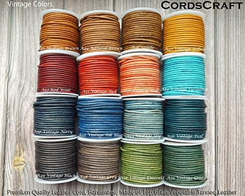 Cords Craft® | Оригинална кожена кожа, 1,5 мм тркалезна кожа кабел за накит за правење нараквици ѓердани додатоци за коса кучиња јака