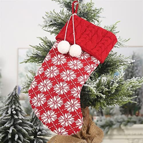 Ganfanren 5 парчиња плетени Божиќни порибни божиќни бонбони за бонбони, држач за лагер чорапи украси за новогодишни украси Божиќ, Божиќ