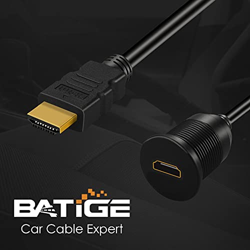 Batige HDMI MALE TO FEMALE MONT CAR MONT FLUSH EXTANTRY CHAT BOAT BOAT MOTORCICLE DASHBOAD PLUSH MONT со монтажен панел - 3FT