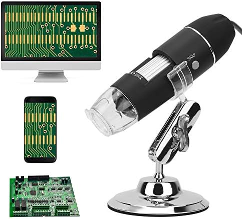 USB Дигитален Микроскоп, Magnоскоп За Зголемување Од 1600x Мини Камера со 8 Led Диоди и Метален Држач За Микроскоп, Компатибилен