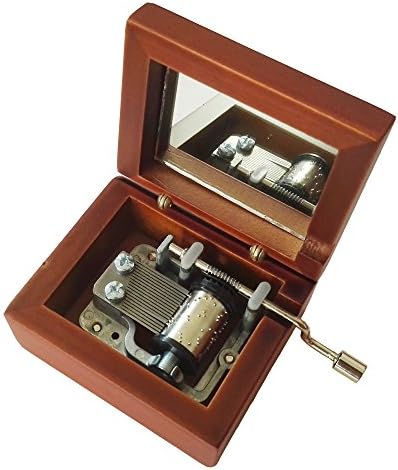 Fnly 18 белешки рачно дрвена музичка кутија со движење со сребрена облога во, кутија за подароци за кафеава музика, музичка