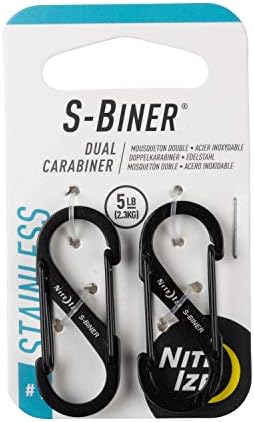 Nite Ize S-Biner Microlock, држач за заклучување на клучот, не'рѓосувачки челик, црна, 2 брои и големина-1 S-Biner Dual Carabiner, не'рѓосувачки