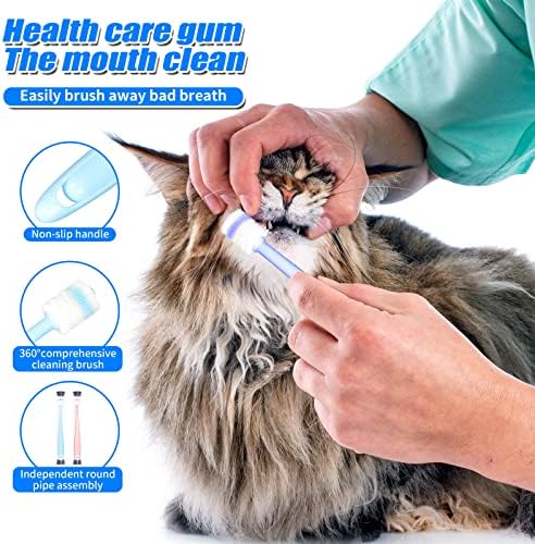 2 Пакет Мачка &засилувач; Куче Четка За Заби, 360 Степен Силиконски Миленичиња Четка За Заби, Мачка Стоматолошка Заштита, Длабоко Чиста,