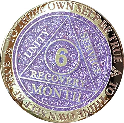 6 Месец Med Медалјон Рефлекс Виолетова Лаванда Сјајот Позлатени Трезвеност Чип
