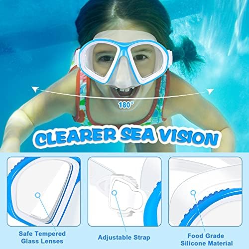 Децата SuperTrip Децата пливаат очила, маска за пливање со покривка на носот, маска за нуркање со стакло нуркање за млади момчиња девојчиња