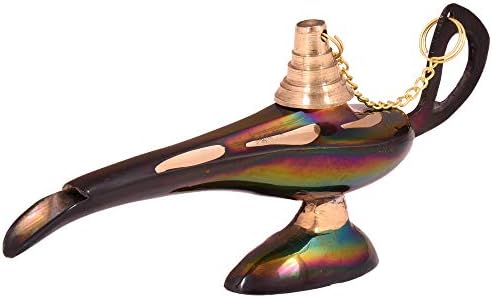Diolllo Brass Aladdin Lamp Genie Oil Lamps декор зелена оксидирана 6 инчи