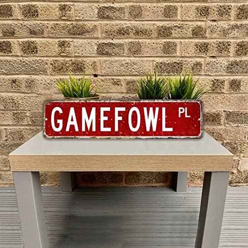 GameFowl Pl Animal Street Sign Персонализиран вашиот текст Декоративен знак на Вол Стрит знак Gamefowl Lover знак за фарма House