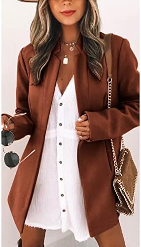ADSSDQ полиестерски палто дама дама дама повеќе џебна облека со цврста боја широка ракав лабава фит салон V-вратот Нови години
