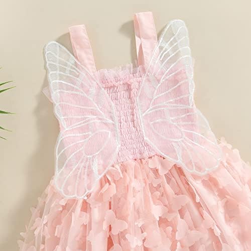 Детето бебе девојче пеперутка крило фустани самовила тул фустан без ракави принцеза роденден летни облеки