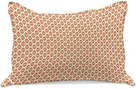 Амбесон Портокал плетен ватенка перница, меки тон тонирани гроздобер геометриски триаголници искривени плоштади плочки, стандардна обвивка за перница со големин?