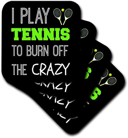 3дроуз Игра Тенис За Да Ја Изгори Лудата На Црна Позадина-Меки Подлоги, Сет од 4, Разнобојни
