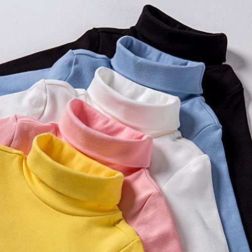 Haoluki Toddler Бебе девојки Момци Основна цврста боја Туртленек маица Кид памук со долги ракави на пулвер блуза блуза Топ