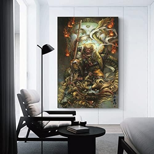 Уметнички постери канцелариски декор постери за соба естетска источна митологија мајмун крал мајмун крал платно wallидни уметнички