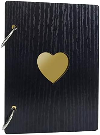 ZSEDP 1PCS 6inch Heart Wooden Photo Album албум со лабава лисја Семејно меморија DIY книга со слики рамки Орнаменти дома
