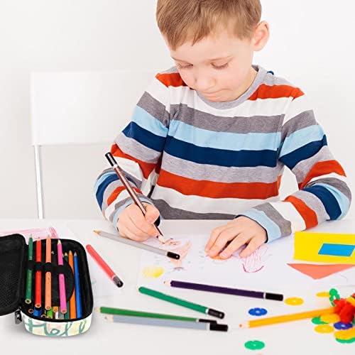 Кутија со моливи на геерот, торбичка за моливи, кутија за пенкало, естетска торбичка за молив, цветна шема на зајаци од бело животинско потекло