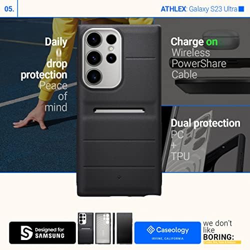 Казеолошки Атлекс За Samsung Galaxy S23 Ultra Case 5G, [Интегриран Зафат] Со Тестиран Пад На Воено Одделение - Активно Црно