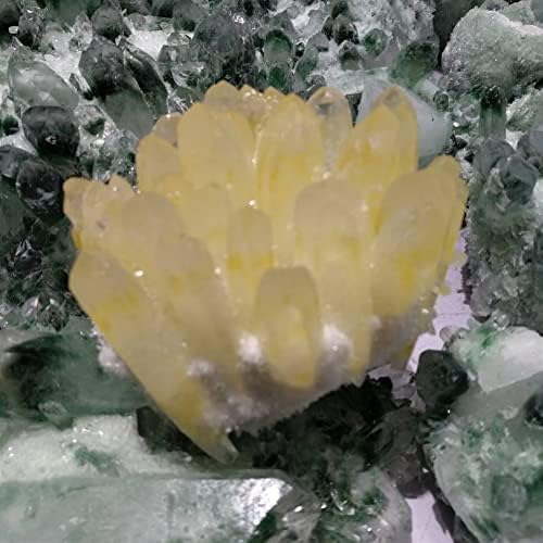 Xuquli 600 грама природна убава жолта тибетанска кварц кристална кластер примерок одличен избор за домашна декорација