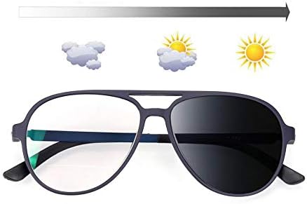 Мажи фотохроматски очила за читање Очила за транзиција на леќи за возење очила за очила за очила за сонце +1,5 јачина на црна метална