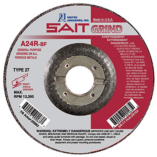 SAIT A24R-BF Абразивно тркало за мелење 4-1/2 инчи тип 27 мелење дискови со 7/8 arbor Qty 25