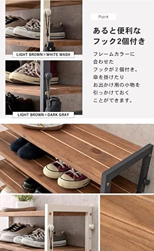 萩原 MSS-6713NDG решетката за чевли, кутија за чевли, изработена од природно бор дрво, дрвени дрвени затнувања, кутија за влез, 7 нивоа, едноставна,