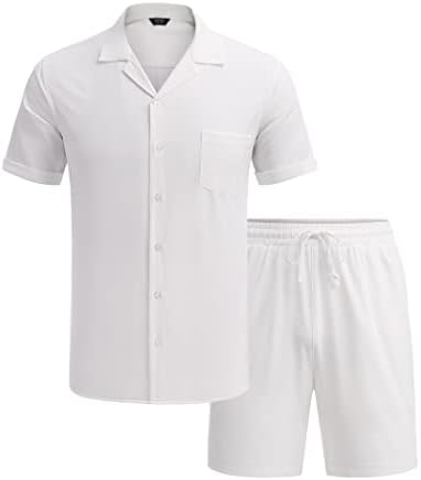 Коофанди маички 2 парчиња Копче за кратки ракави со кратки ракави надолу за обични хипи празнични маици маици шорцеви облеки