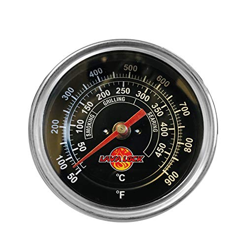 Термометар за црно лице BBQ Grill 50F-900F Висок опсег со висок темперамент со тешки премија за квалитет на пушач Термо 2 инчи или 3