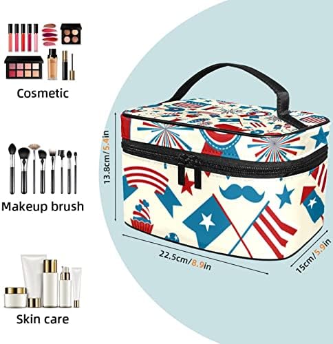 Тоалетна Торба, Козметичка Торба За Шминка За Патувања За Жени Мажи, Огномет Со Цртано Знаме Денот Независноста Сад